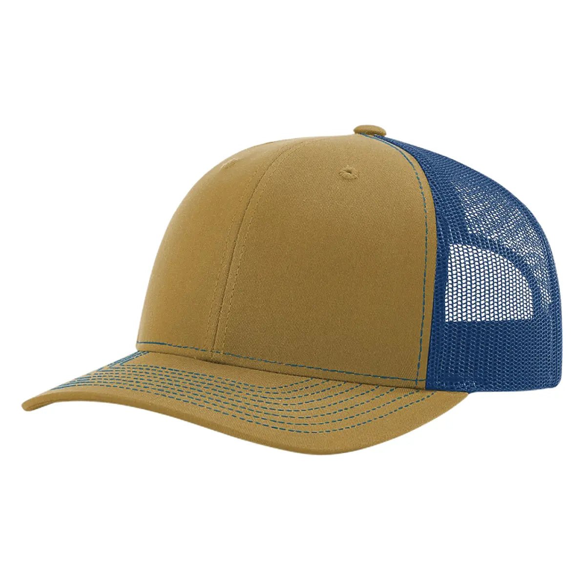 Custom Richardson 112 Trucker Hat | Leather Patch Hats - Biscuit/ True Blue - The Luua Company