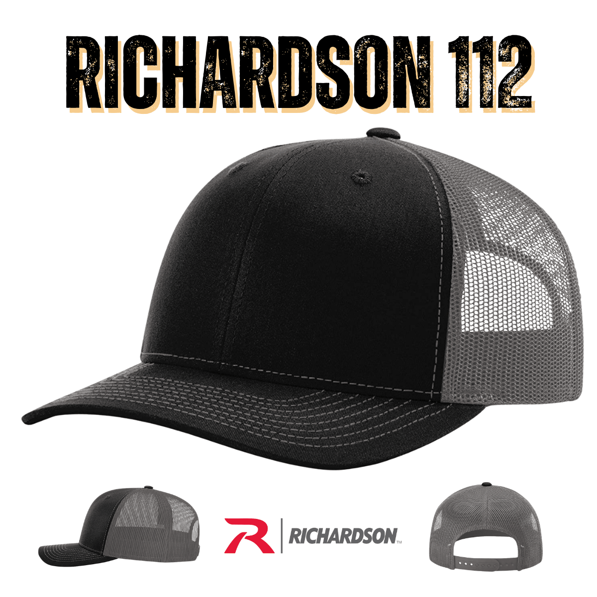 Custom Richardson 112 Trucker Hat | Leather Patch Hats - Biscuit/ True Blue - The Luua Company
