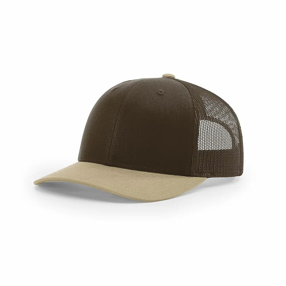 Custom Richardson 112 Trucker Hat | Leather Patch Hats - Brown/ Khaki CMB - The Luua Company