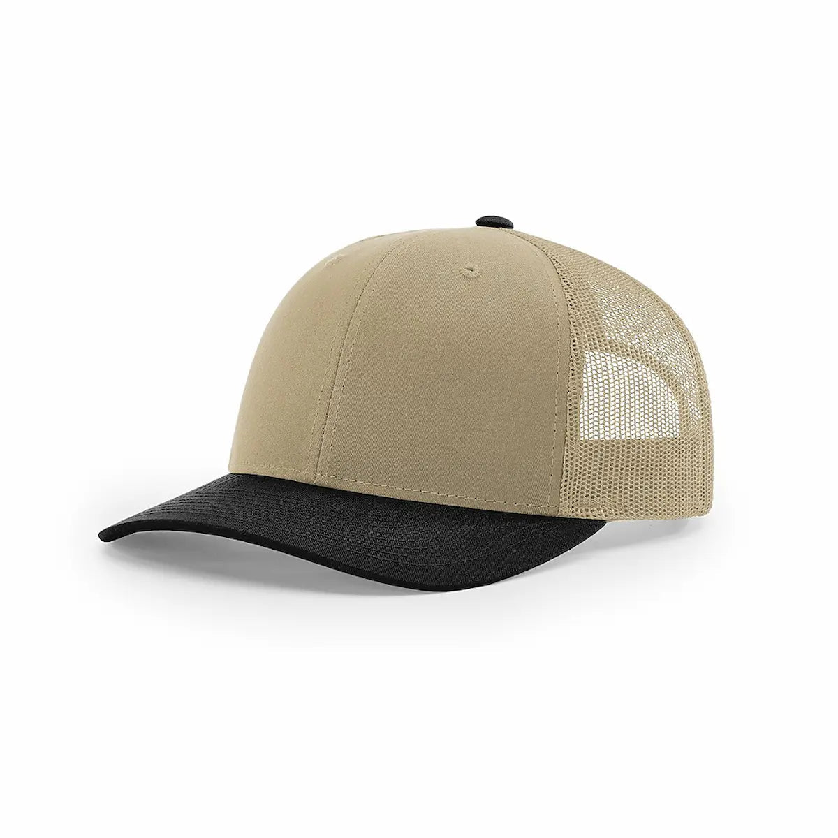 Custom Richardson 112 Trucker Hat | Leather Patch Hats - Khaki/ Black CMB - The Luua Company
