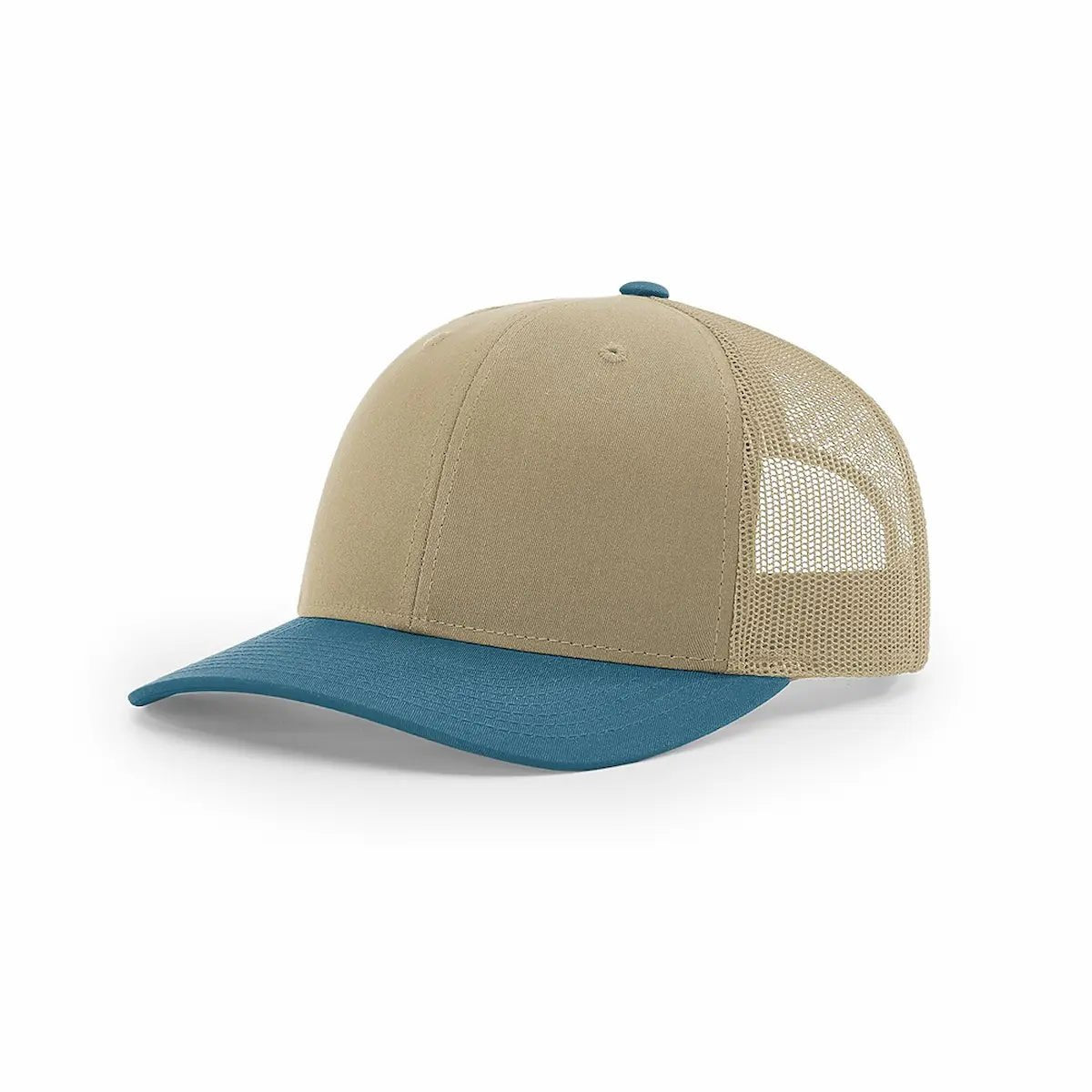 Custom Richardson 112 Trucker Hat | Leather Patch Hats - Khaki/ Legion Blue CMB - The Luua Company