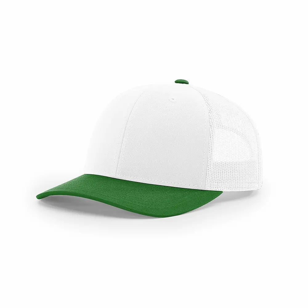 Custom Richardson 112 Trucker Hat | Leather Patch Hats - White/ Kelly Green CMB - The Luua Company