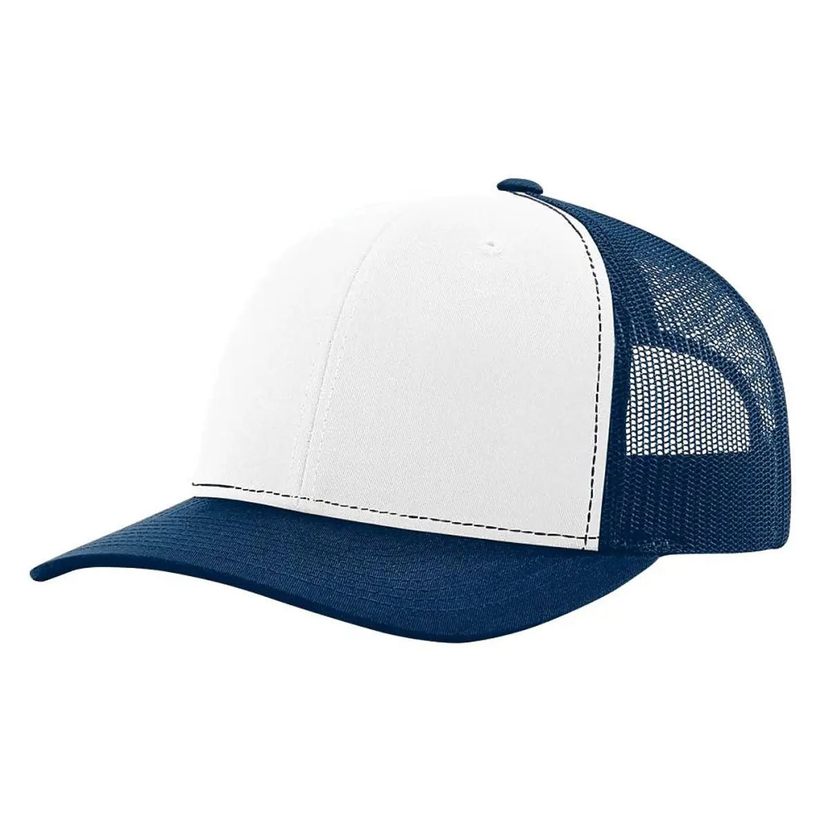 Custom Richardson 112 Trucker Hat | Leather Patch Hats - White/ Navy - The Luua Company