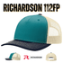 Custom Richardson 112FP 5 - Panel Trucker Hat | Seamless Leather Patch Cap - Army Olive Green/ Tan - The Luua Company