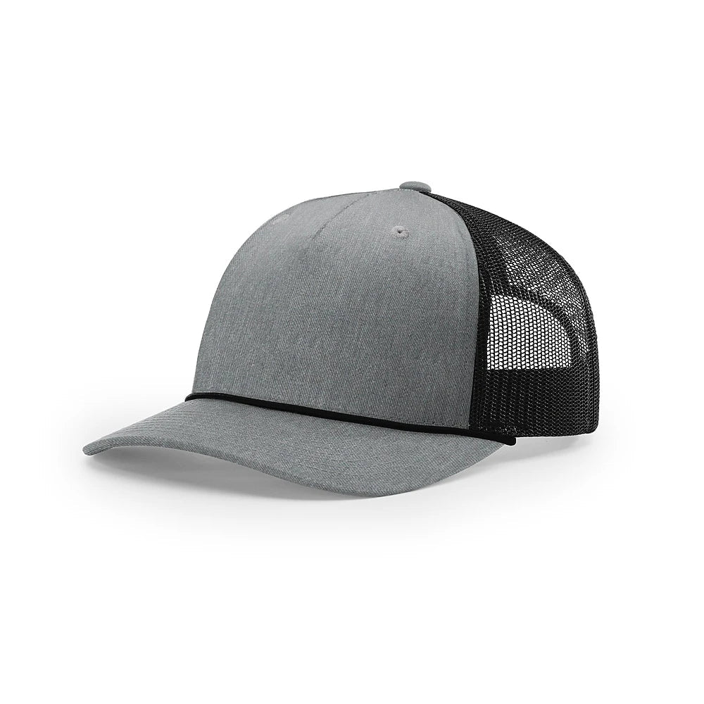 Custom Richardson 112FPR | Five-Panel Trucker with Rope Cap Heather Grey/ Black in - The Luua Company