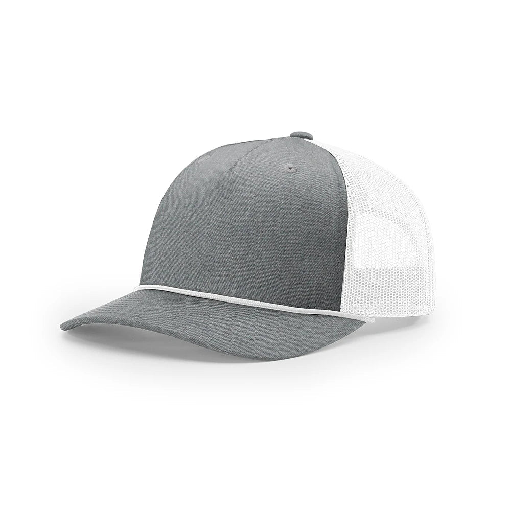 Custom Richardson 112FPR | Five-Panel Trucker with Rope Cap Heather Grey/ White in - The Luua Company