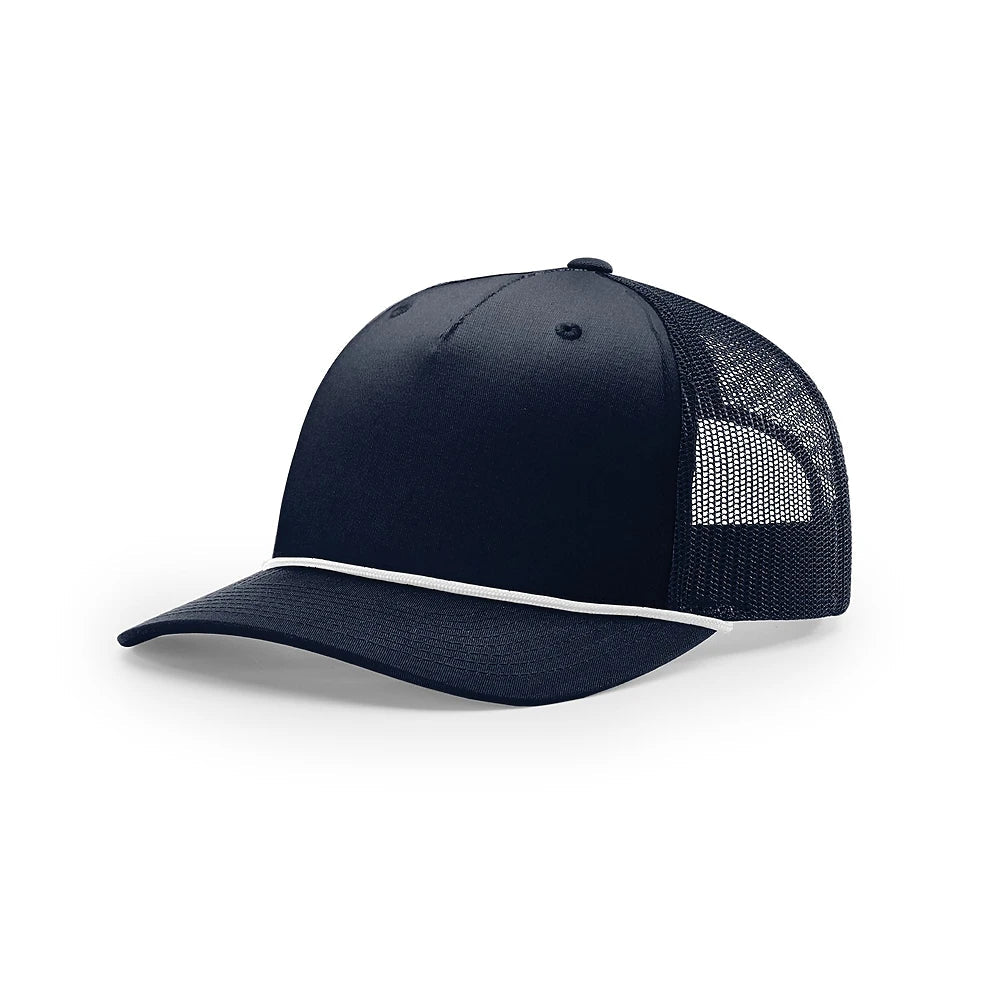 Custom Richardson 112FPR | Five-Panel Trucker with Rope Cap Navy/ White in - The Luua Company