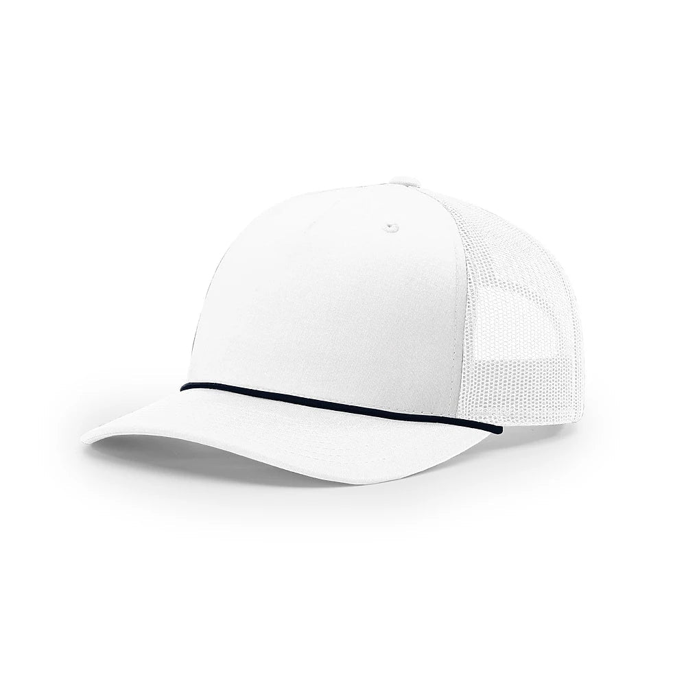 Custom Richardson 112FPR | Five-Panel Trucker with Rope Cap White/ Navy in - The Luua Company