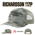 Custom Richardson 112P Printed Trucker Hat | Camo & Patterned Leather Patch Cap - Army Camo/ Black - The Luua Company
