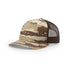 Custom Richardson 112PFP Leather Patch Hat | 5-Panel Camo Trucker in Desert Camo/ Brown - The Luua Company