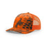 Custom Richardson 112PFP Leather Patch Hat | 5-Panel Camo Trucker in Kryptek Inferno/ Blaze Orange - The Luua Company