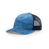 Custom Richardson 112PFP Leather Patch Hat | 5-Panel Camo Trucker in Realtree Fishing Light Blue/ Navy - The Luua Company