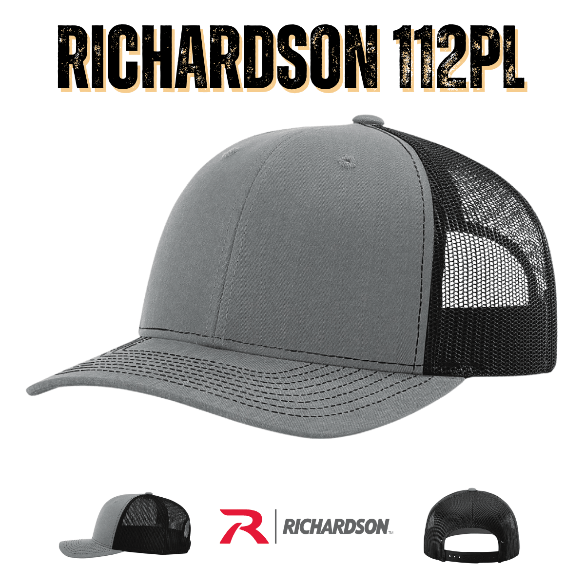 Custom Richardson 112PL + R - Flex | Adjustable Trucker Cap - Black - The Luua Company