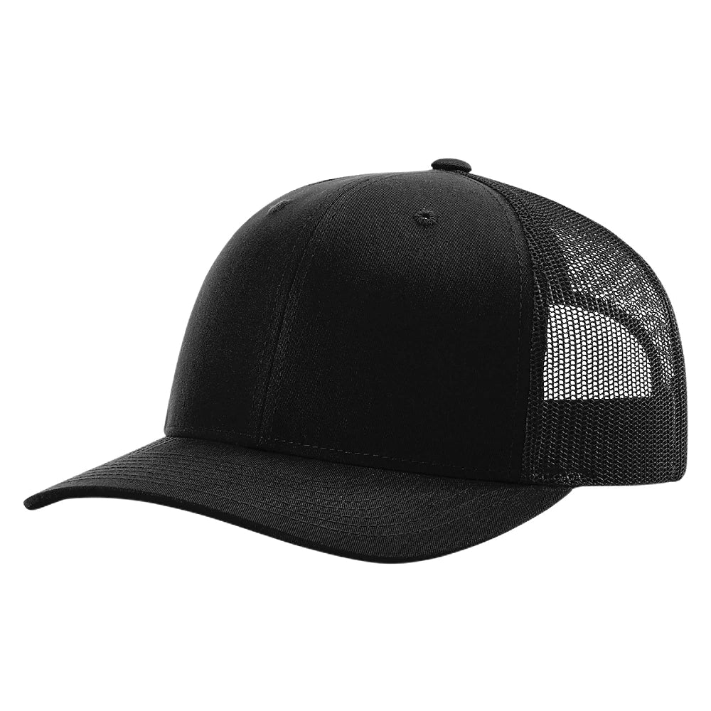 Custom Richardson 112PL + R-Flex | Adjustable Trucker Cap Black in - The Luua Company