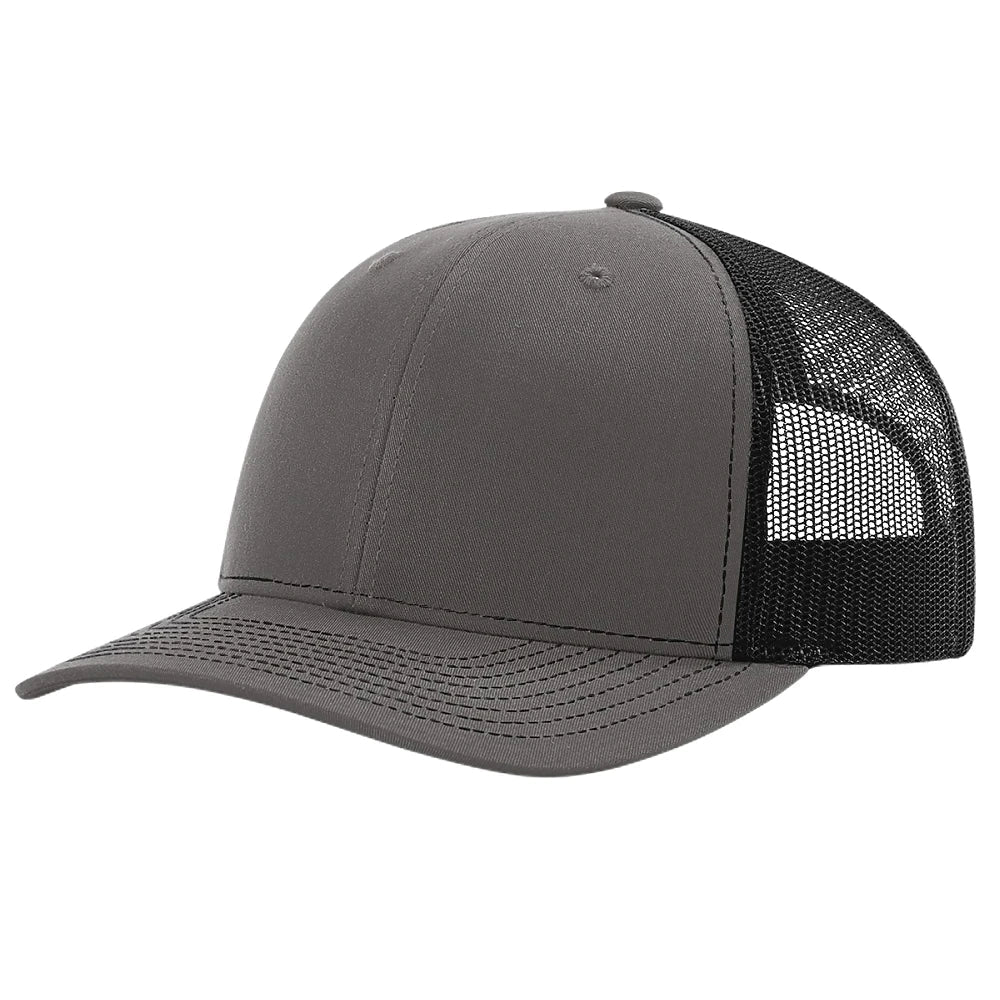 Custom Richardson 112PL + R-Flex | Adjustable Trucker Cap Charcoal/ Black in - The Luua Company