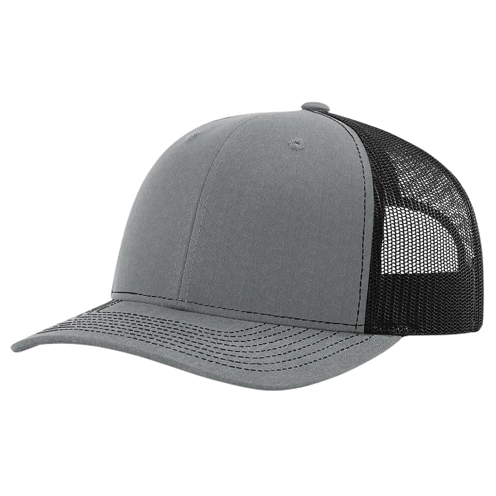 Custom Richardson 112PL + R-Flex | Adjustable Trucker Cap Heather Grey/ Black in - The Luua Company