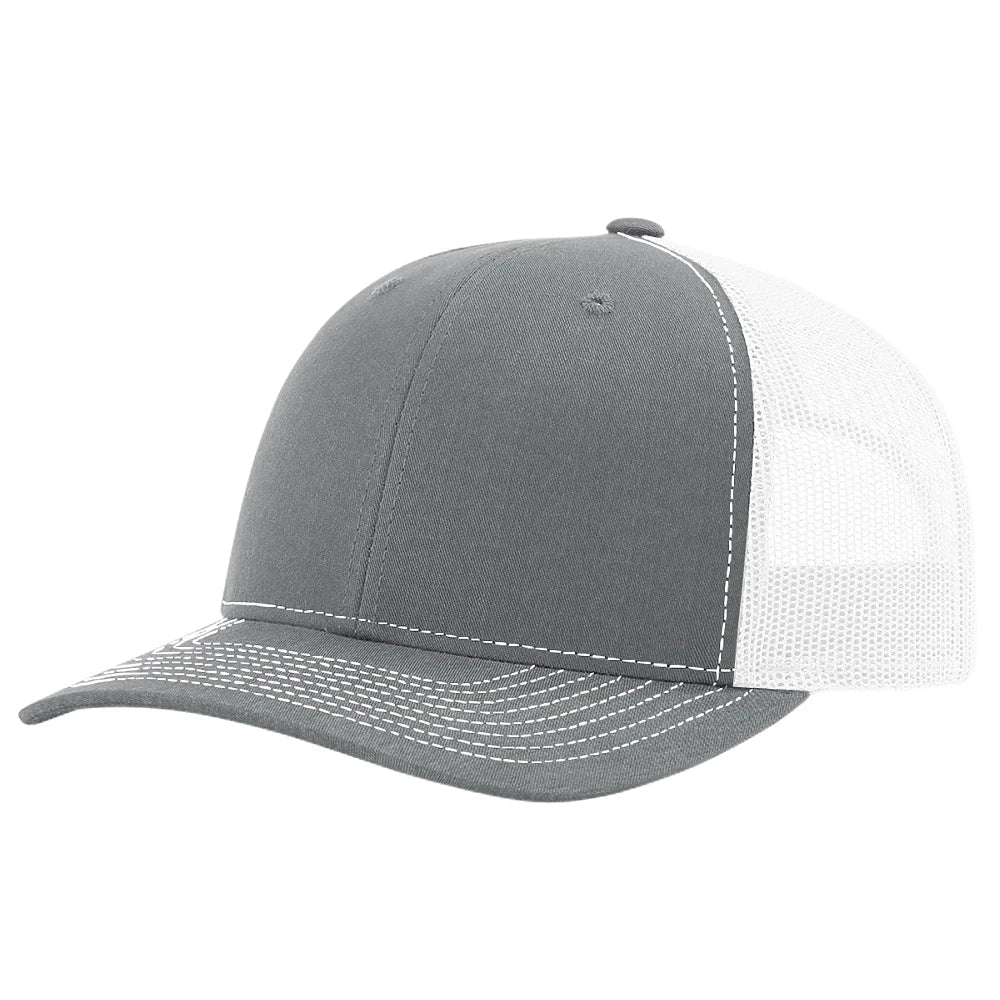 Custom Richardson 112PL + R-Flex | Adjustable Trucker Cap Heather Grey/ White in - The Luua Company