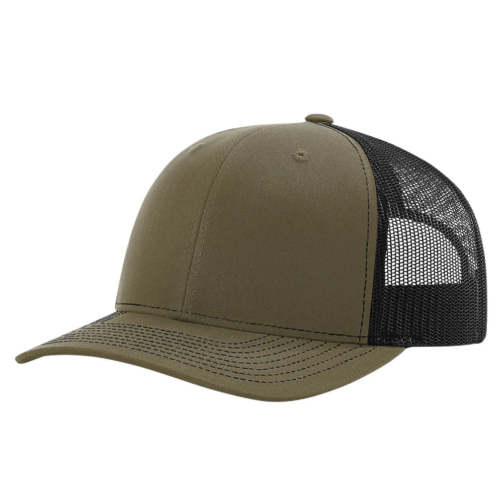 Custom Richardson 112PL + R-Flex | Adjustable Trucker Cap Loden Green/ Black in - The Luua Company