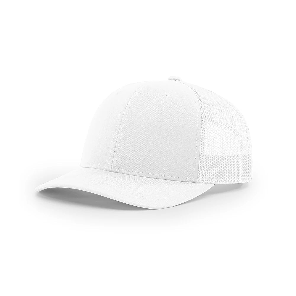 Custom Richardson 112PL + R-Flex | Adjustable Trucker Cap White in - The Luua Company