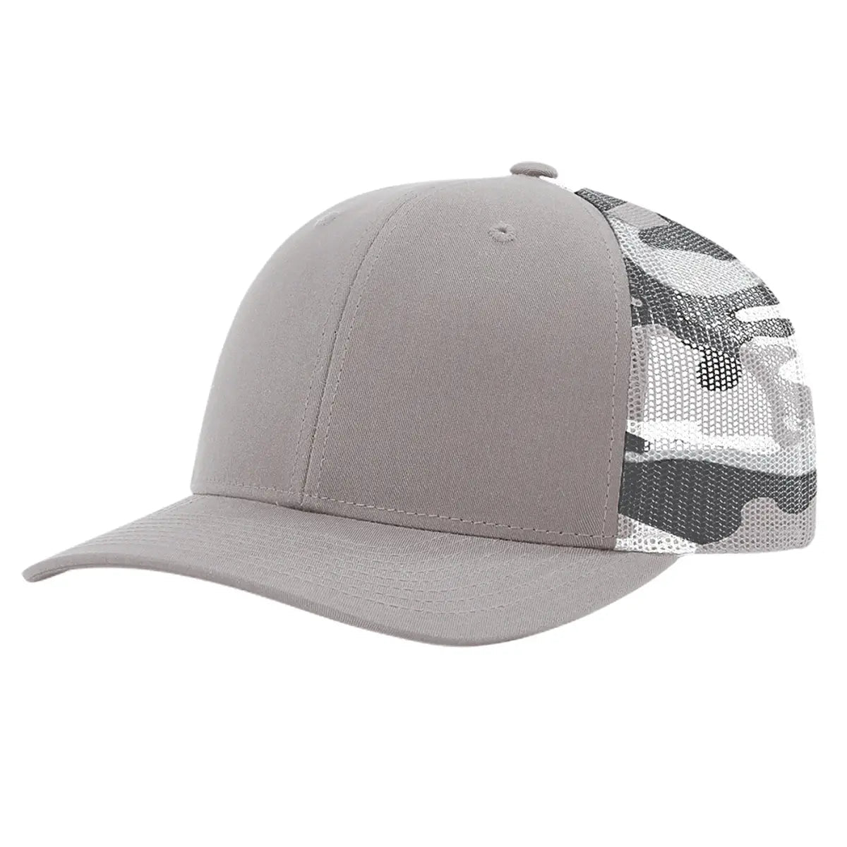 Custom Richardson 112PM Printed Mesh Trucker Hat |Patterned Mesh - Silver/ Grey Camo - The Luua Company