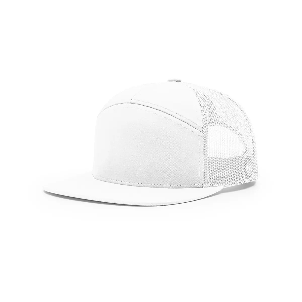 Richardson 168 - Flat Bill Hi - Pro 7 Panel Trucker Hats in White - The Luua Company