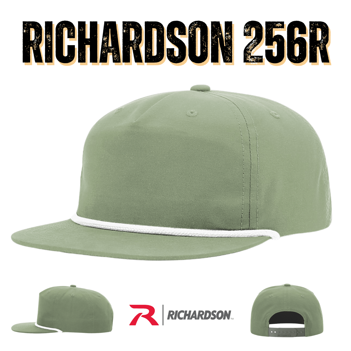Custom Richardson 256 Umpqua Hat | Personalized Leather Patch Old School Grandpa Cap - Birch/ Black - The Luua Company
