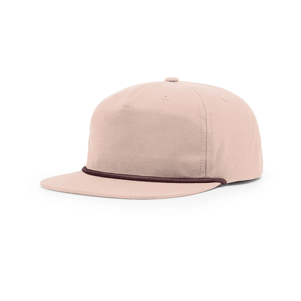 Custom Richardson 256 Umpqua Hat | Personalized Leather Patch Old School Grandpa Cap in Pale Peach / Maroon -The Luua Company