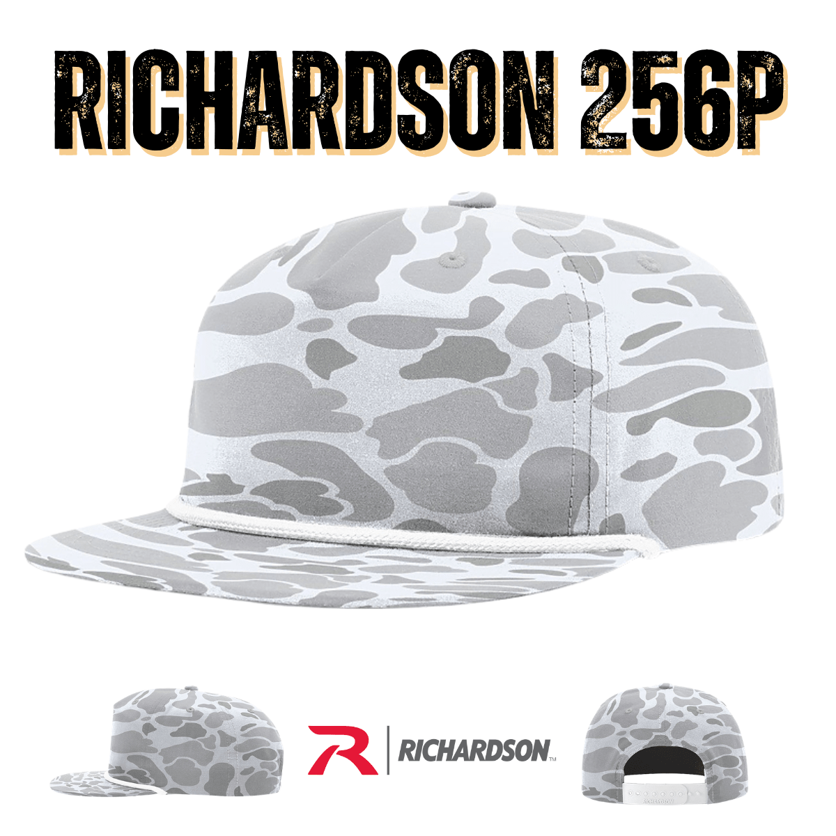 Custom Richardson 256P Umpqua Camo | Personalized Leather Patch Hat - Bark Duck Camo/ Brown - The Luua Company