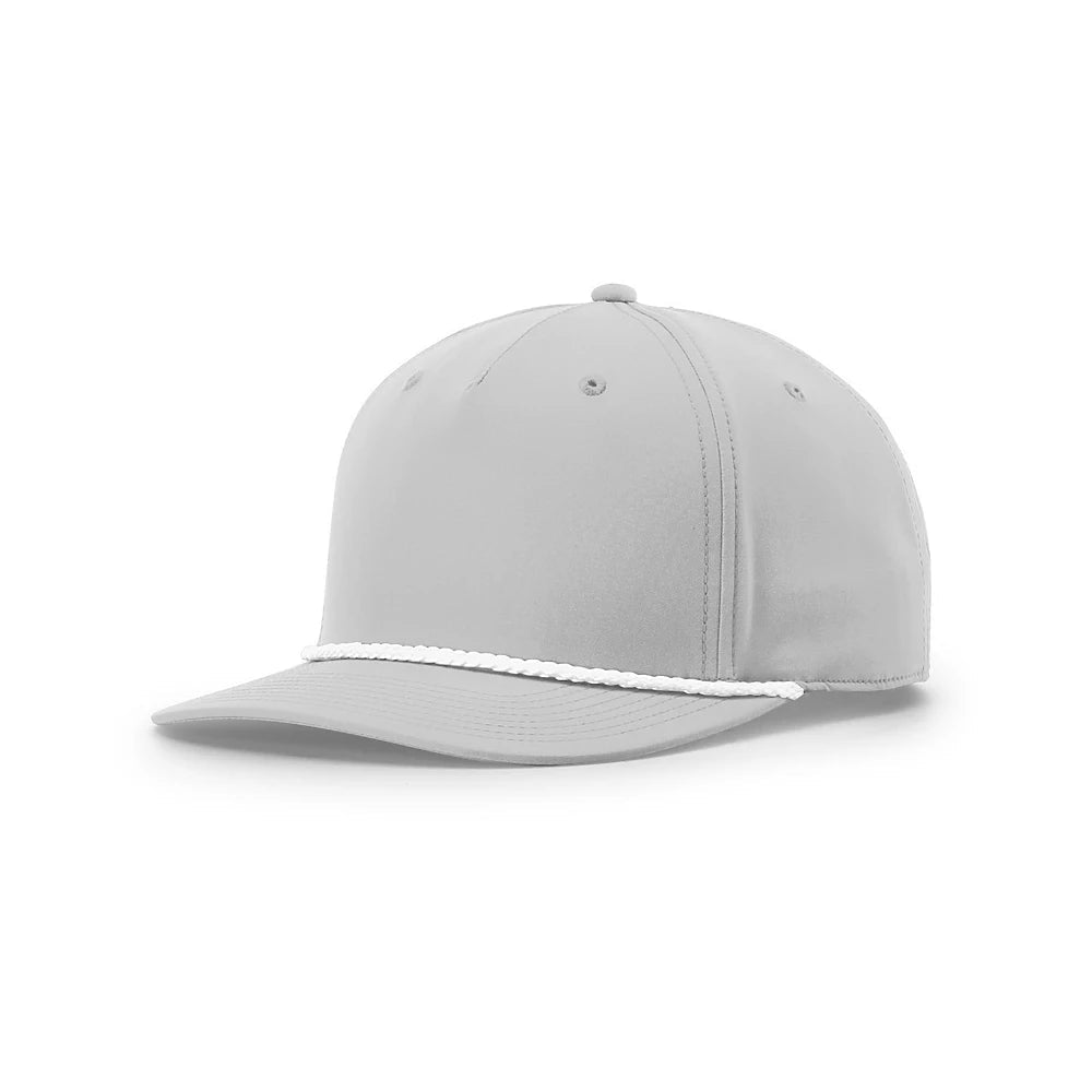 Custom Richardson 258 Rope Hat | Performance 5-Panel Snapback Light Grey/ White in - The Luua Company