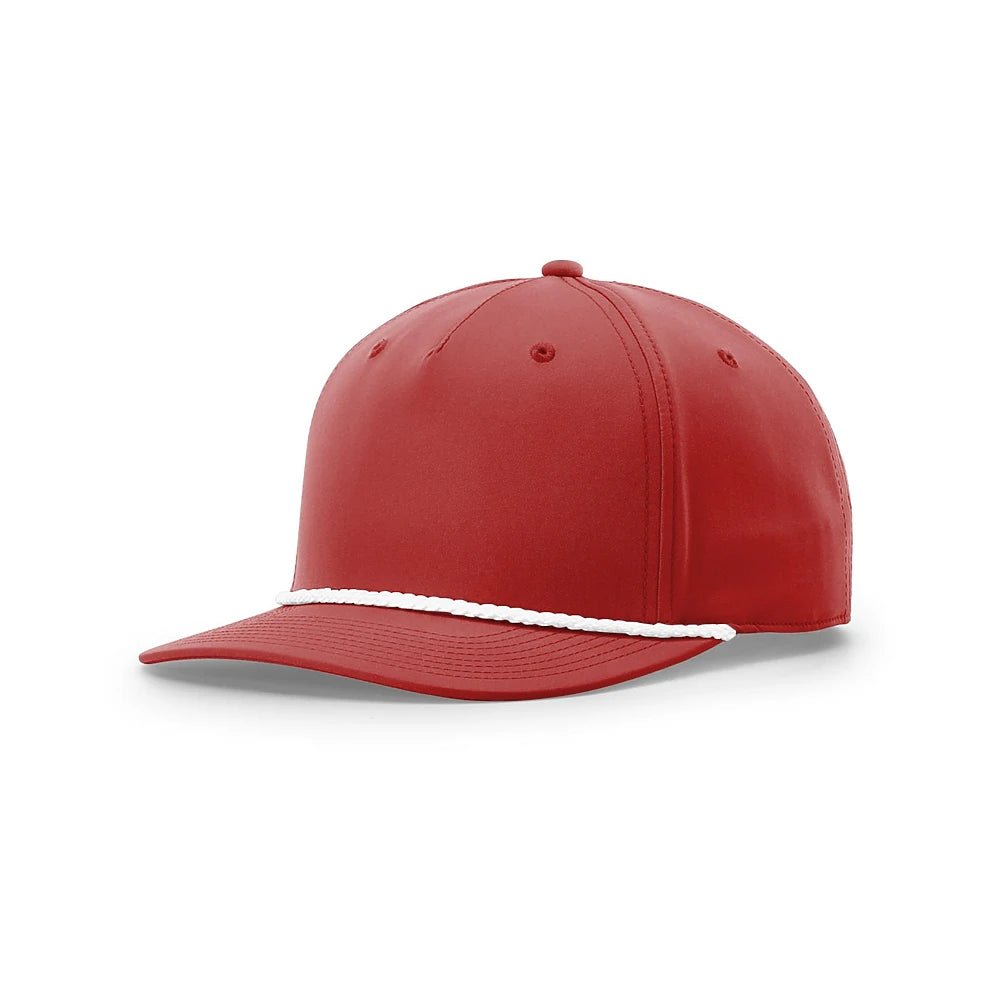 Custom Richardson 258 Rope Hat | Performance 5-Panel Snapback Red/ White in - The Luua Company