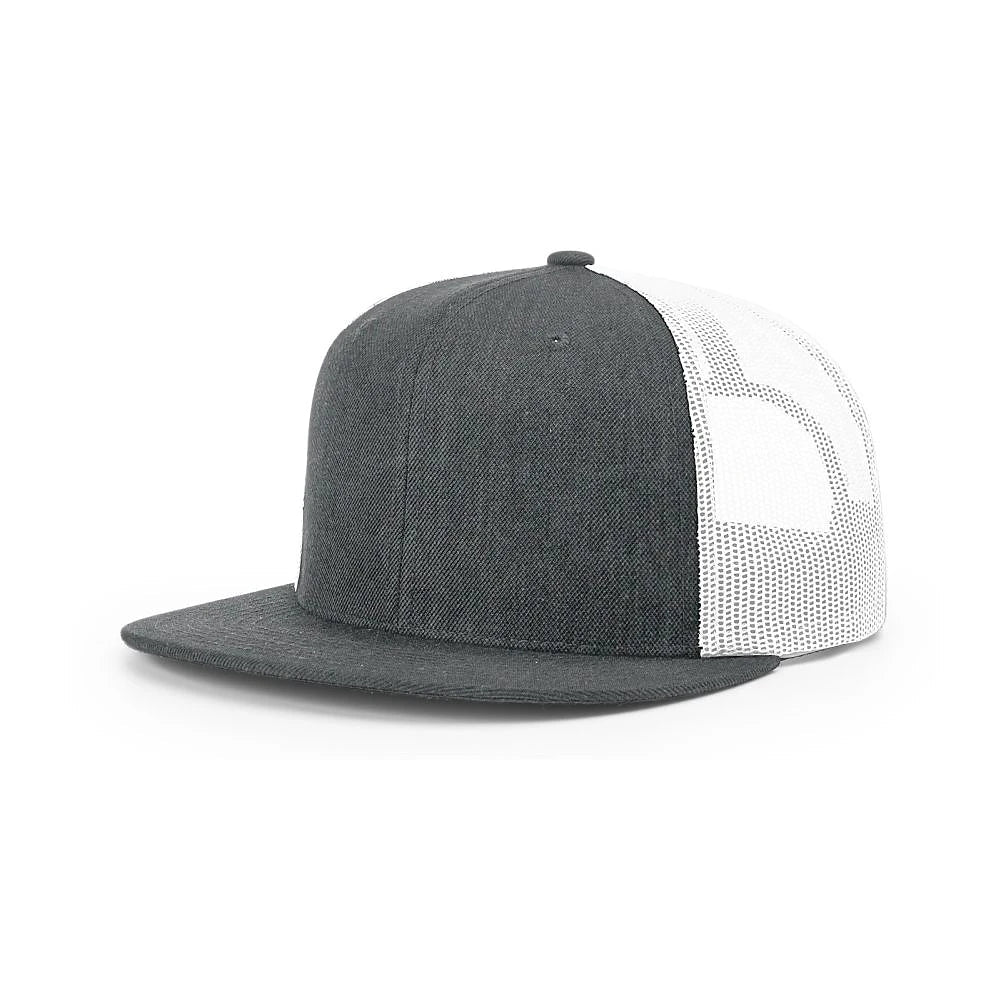 Custom Richardson 511 | Wool Blend Flat Bill Trucker Cap - Heather Charcoal/ White - The Luua Company