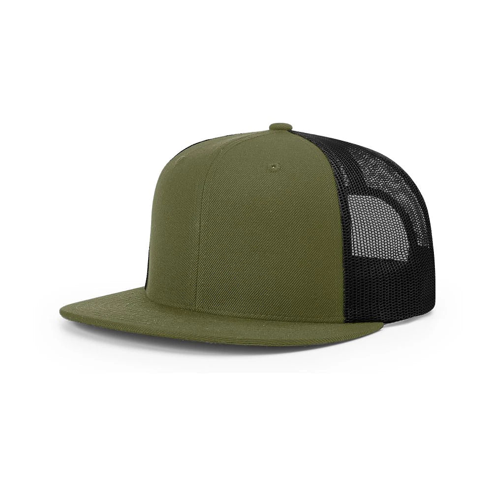 Custom Richardson 511 | Wool Blend Flat Bill Trucker Cap - Loden/ Black - The Luua Company