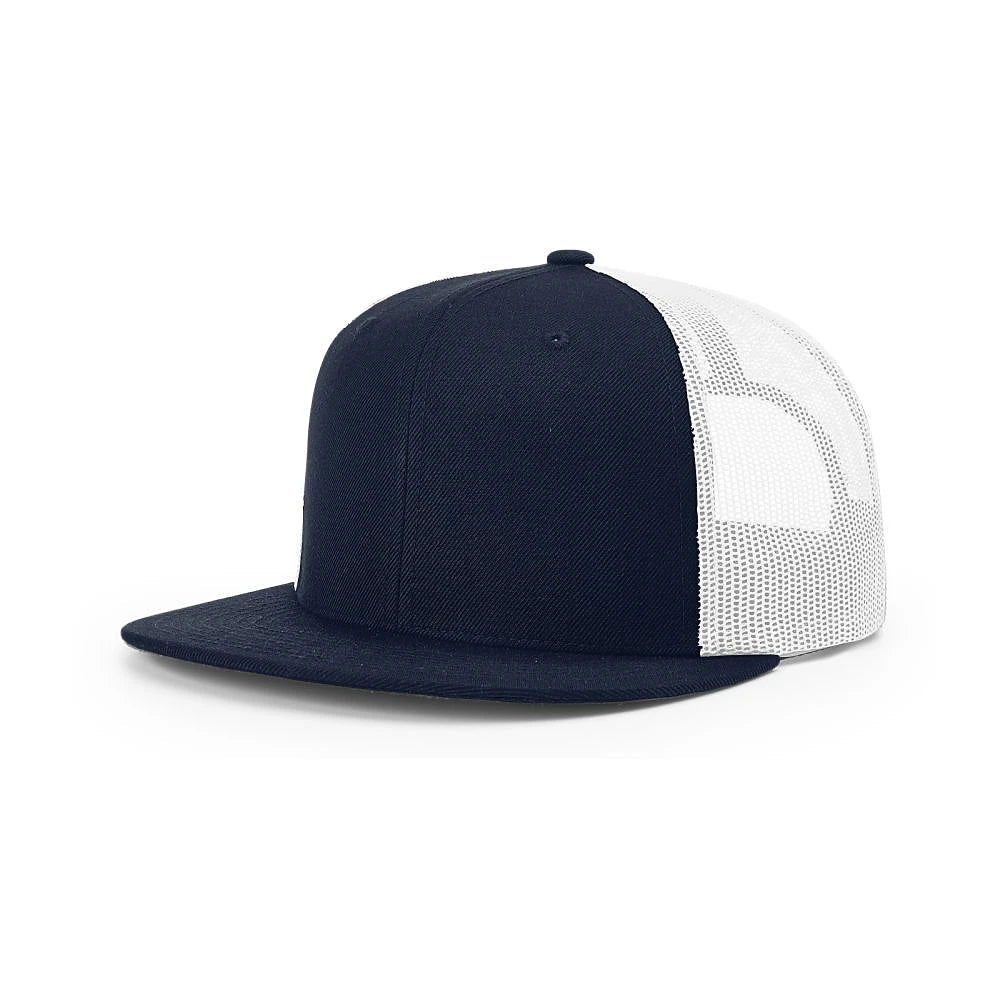 Custom Richardson 511 | Wool Blend Flat Bill Trucker Cap - Navy/ White - The Luua Company