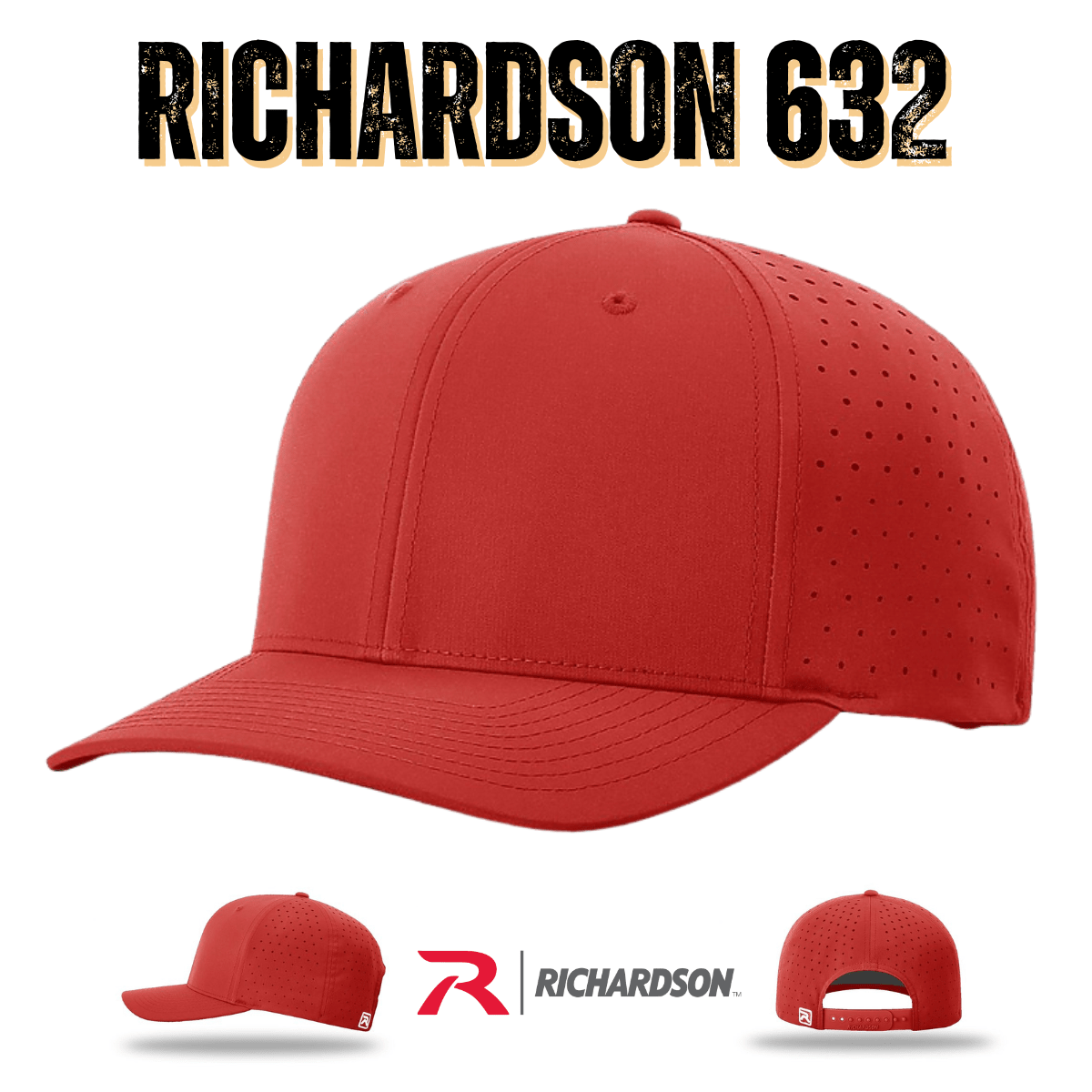 Custom Richardson 632 Hat | R - Flex Performance Snapback - Black - The Luua Company