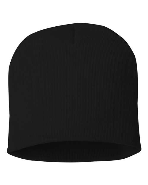 Custom Sportsman SP08 8" Knit Beanie | Low - Profile Skull Cap - Black - The Luua Company
