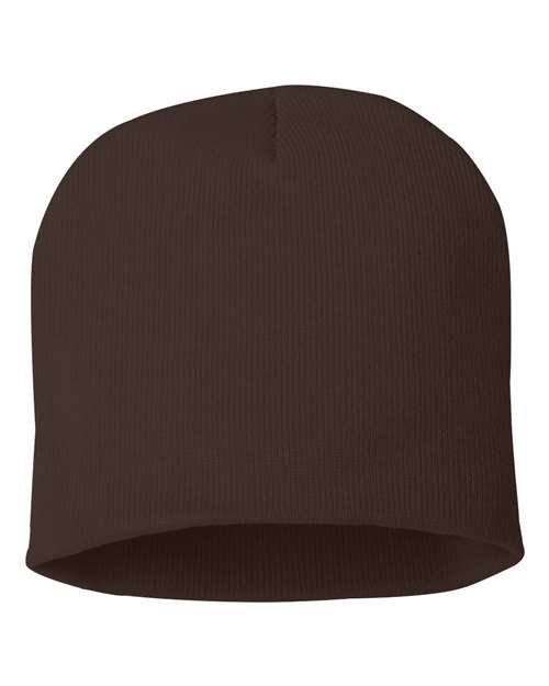 Custom Sportsman SP08 8" Knit Beanie | Low - Profile Skull Cap - Brown - The Luua Company