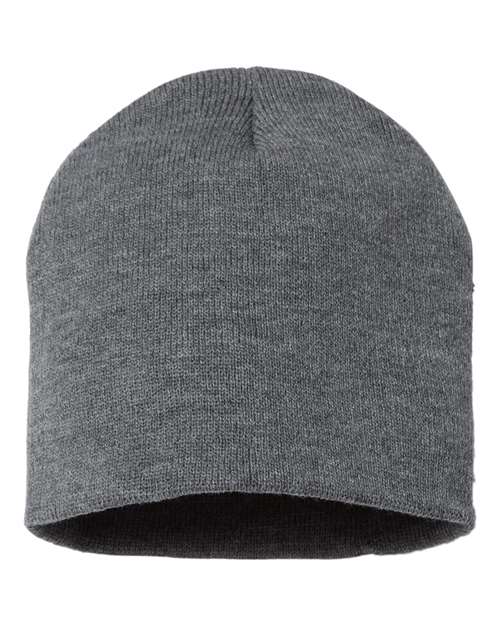 Custom Sportsman SP08 8" Knit Beanie | Low - Profile Skull Cap - Dark Heather Grey - The Luua Company