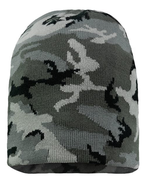 Custom Sportsman SP08 8" Knit Beanie | Low - Profile Skull Cap - Grey Camo - The Luua Company