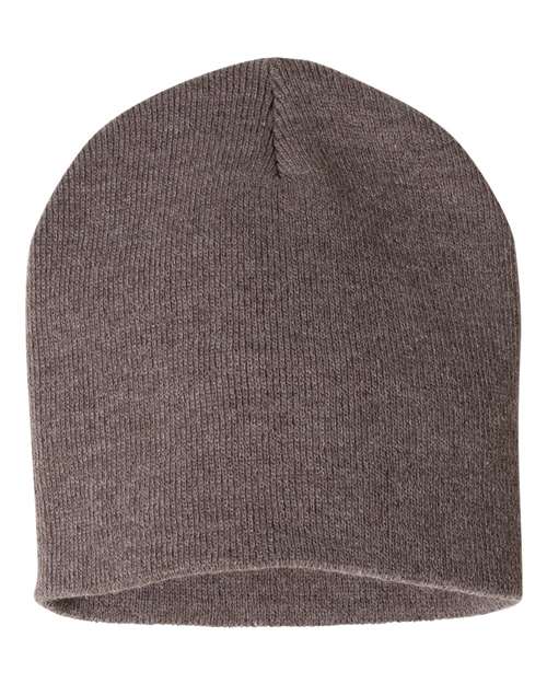 Custom Sportsman SP08 8" Knit Beanie | Low - Profile Skull Cap - Heather Brown - The Luua Company
