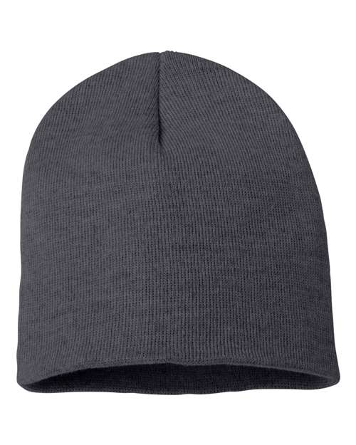 Custom Sportsman SP08 8" Knit Beanie | Low - Profile Skull Cap - Heather Charcoal - The Luua Company