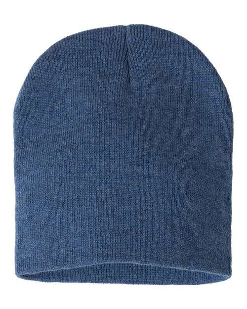 Custom Sportsman SP08 8" Knit Beanie | Low - Profile Skull Cap - Heather Dark Royal - The Luua Company