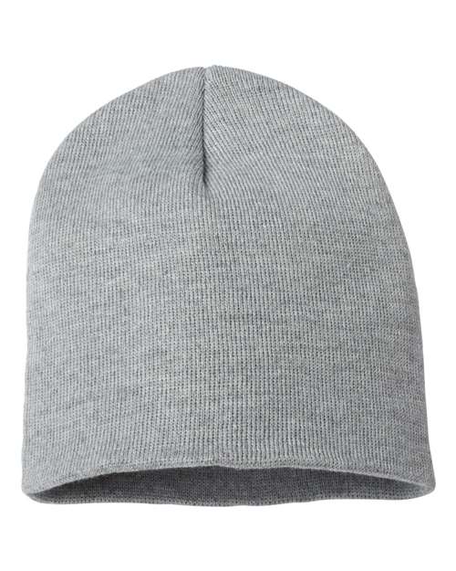 Custom Sportsman SP08 8" Knit Beanie | Low - Profile Skull Cap - Heather Grey - The Luua Company