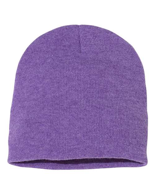 Custom Sportsman SP08 8" Knit Beanie | Low - Profile Skull Cap - Heather Purple - The Luua Company