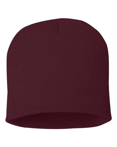 Custom Sportsman SP08 8" Knit Beanie | Low - Profile Skull Cap - Maroon - The Luua Company