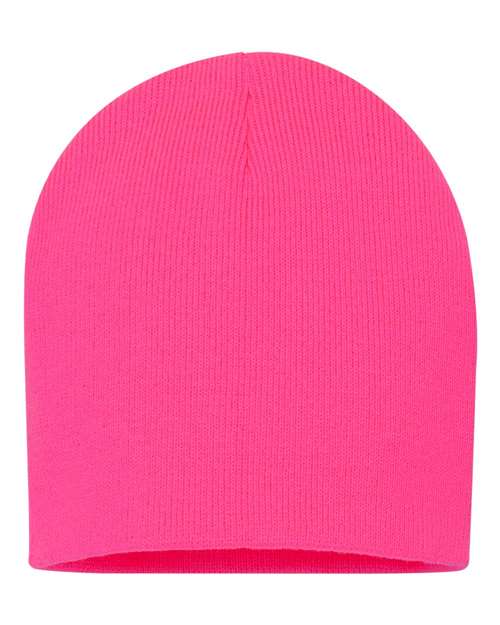 Custom Sportsman SP08 8" Knit Beanie | Low - Profile Skull Cap - Neon Pink - The Luua Company