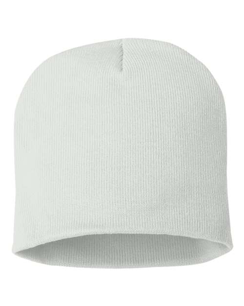 Custom Sportsman SP08 8" Knit Beanie | Low - Profile Skull Cap - White - The Luua Company