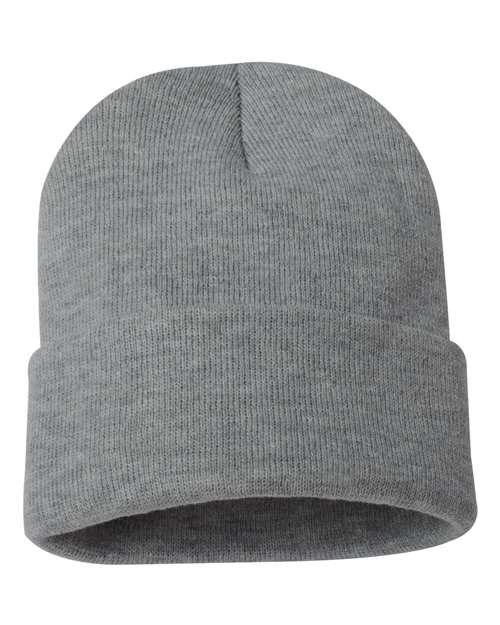 Custom Sportsman SP12 12" Cuffed Beanie | Classic Knit Hat - Dark Heather Grey - The Luua Company