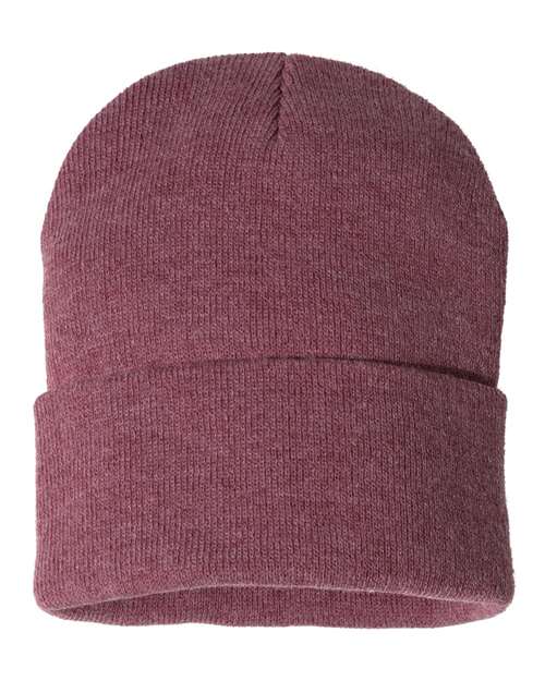 Custom Sportsman SP12 12" Cuffed Beanie | Classic Knit Hat - Heather Cardinal - The Luua Company