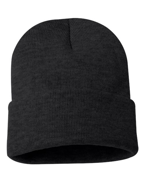 Custom Sportsman SP12 12" Cuffed Beanie | Classic Knit Hat - Heather Charcoal - The Luua Company