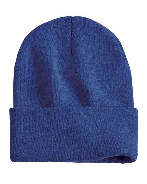 Custom Sportsman SP12 12" Cuffed Beanie | Classic Knit Hat - Heather Dark Royal - The Luua Company